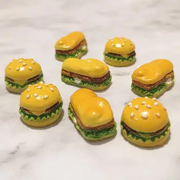 8 adet Kawaii Hamburger Charms Kolye DIY Dekoratif saç aksesuarları Bilezik Kolye Küpe Takı Yapımı
