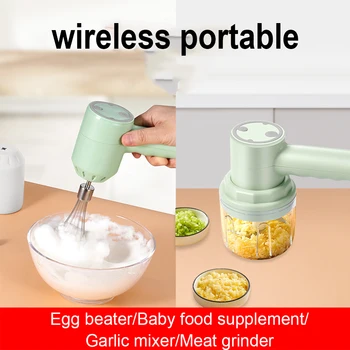 WHDPETS Kablosuz yiyecek mikseri 3 Hız El Elektrikli gıda karıştırıcı Yumurta Çırpıcı Sarımsak Pişirme Karıştırıcı Çok Fonksiyonlu mutfak robotu