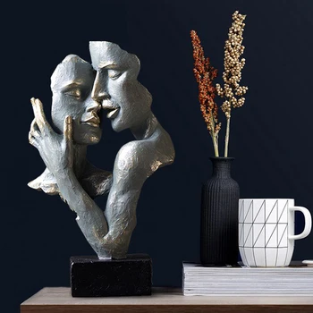 NORTHEUINS Reçine Öpüşme Çift Maskesi Heykeli Sevgilisi Minyatür Figürler İç sevgililer Günü Hediyesi Ev Masaüstü Dekorasyon