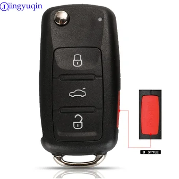 jingyuqin 3 + 1 4 Düğmeler Çevirme Katlanır Uzaktan Araba Anahtarı Kabuk Durumda Fob Volkswagen VW Touareg İçin DKT0042
