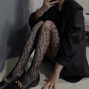 Leopar Külotlu Kadınsı Kadınsı Ücretsiz İçi Boş Net Çorap Siyah Dip çorap kadın fishnet külot seksi kousen 2