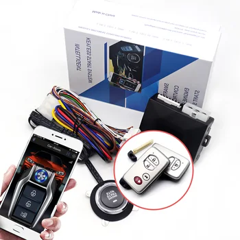 Evrensel Araba Alarmı Otomatik Başlatma Sistemi APP Uzaktan Kumanda Motor Ateşleme Kiti Basma Bir Düğme Start Stop Sistemi Araba Aksesuarları 1