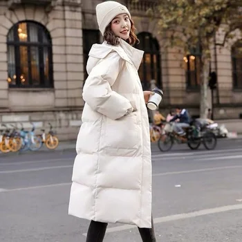 İç astarlı ceket kadın kış giyim 2021 yeni stil Kore gevşek pamuk dolgulu ceket orta uzunlukta kapitone ceket ekmek ceket 2