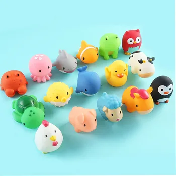 16 Modelleri Toddler Banyo Oyuncakları Güzel Karikatür Mini Hayvanlar Yumuşak Kauçuk Sıkmak Ses Küvet Su Oyun Seti Bebek Komik Duş hediye