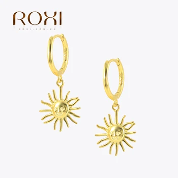 ROXI Çok Renkli Kristal Hoop Küpe Kadınlar için 925 Ayar Gümüş Yıldız Ay Hayvan Huggie Küpe Takı Altın Küpe 1