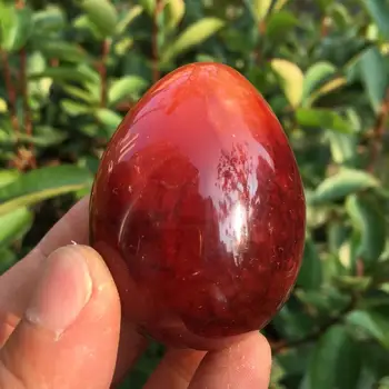 50MM Akik Doğal Kırmızı Oniks Cilalı Kristal Yumurta Şifa