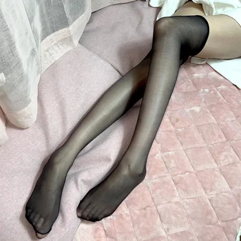 Yaz Ultra ince Şeffaf Çorap 1D Yağ Parlak diz üstü çorap Kadınlar İçin Seksi İç Çamaşırı Şeffaf Naylon Medias De Mujer 2