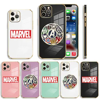 Marvel Süper Kahraman Avenger Logo Lüks Yumuşak Kaplama Telefon Kılıfı İçin iPhone 14 13 12 11 Pro Max Mini X XR XS Max 7 8 6 6s Artı SE