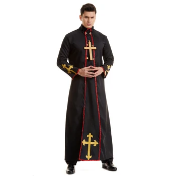 Umorden Yetişkin Erkekler Evil Priest Kostümleri Bakanı Ölüm Kostüm Cosplay Cadılar Bayramı Purim fantezi parti elbisesi 1
