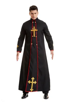 Umorden Yetişkin Erkekler Evil Priest Kostümleri Bakanı Ölüm Kostüm Cosplay Cadılar Bayramı Purim fantezi parti elbisesi 2