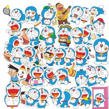 50 adet Doraemon Karikatür Sticker çocuk Sticker Gitar tekerlekli çanta Kaykay Sticker Sevimli Anime Çıkartmalar Dizüstü Cilt