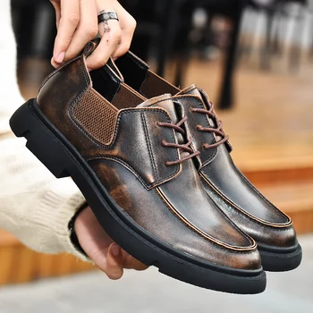 Erkek Resmi Ayakkabı Hakiki Deri Oxford Ayakkabı Erkekler İçin İngiliz Tarzı Elbise Ayakkabı Deri erkek resmi ayakkabı Moda rahat ayakkabılar 2