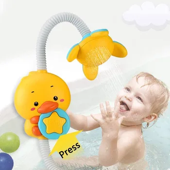 Bebek Banyo Oyuncakları Çocuklar için Ördek Banyo Oyuncakları Enayi Duş Elektrikli Sprey su oyuncakları Bebekler için Dış Havuz Küvet Oyuncaklar Yağmurlama