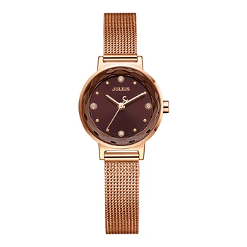 2017 Yeni JULİUS Bayan İzle Top Marka Altın Çelik Hasır Kemer Bilezik Saat Saat Montre Femme Reloj Mujer Erkek Kol Saati JA-917