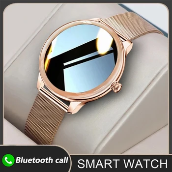 2022 Yeni Bluetooth Çağrı akıllı saat Kadın Kalp Hızı Kan Basıncı İzleme Android IOS İçin Su Geçirmez Bayanlar Smartwatch + Hediye 1
