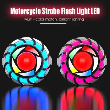 Evrensel motosiklet ışıkları Strobe flaş ışığı LED motosiklet fren arka lambası arka lambası iki halka renkli motosiklet tarzı