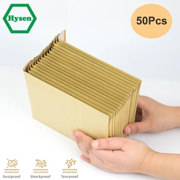 Hysen 50 Adet Doğal Kahverengi baloncuklu zarf Kraft Kağıt Yastık Yastıklı Zarflar kılıflı çanta Yastıklama ile Ambalaj için