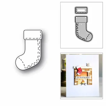 Yeni Noel Dikişli Çorap 2020 Metal Kesme Ölür DIY Scrapbooking ve Kart Yapımı için Dekoratif Kabartma Zanaat Hiçbir Pullar 1