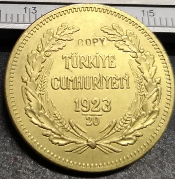 1923 (1942) 20 Türkiye 500 Kuruş 22K Altın Kaplama Kopya Para 35mm