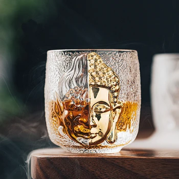 Buda Kristal Cam Çay Fincanı Yaratıcı Çay Kupa Zen Tarzı Tek Fincan Çay Kase Ana Bardak Bireysel Bardak El Yapımı Teaware
