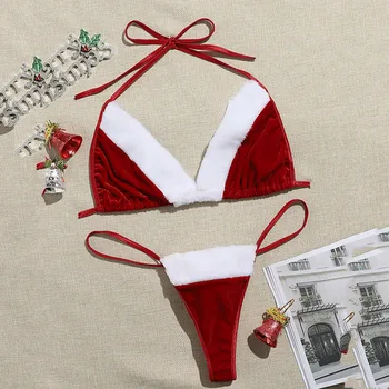 Gelin Jartiyer Teal kadın Seksi Santa Noel iç çamaşırı seti Jartiyer Dantel Teddy Babydoll Romper Pijama Kadınlar için Bulanık