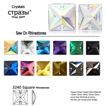 6A Kare Strass Taş Dikmek Mix Renk Kristal Cam Rhinestones Dikiş Taklidi Mücevher Aksesuarları DIY Konfeksiyon Elbise Yapımı 1