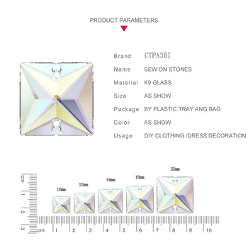 6A Kare Strass Taş Dikmek Mix Renk Kristal Cam Rhinestones Dikiş Taklidi Mücevher Aksesuarları DIY Konfeksiyon Elbise Yapımı 2