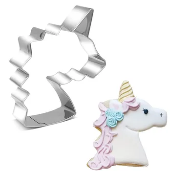 Karikatür Unicorn kurabiye kesici Kalıp Paslanmaz Çelik Fondan Kek Bisküvi Kalıp Pişirme Araçları Unicorn Doğum Günü Partisi Süslemeleri
