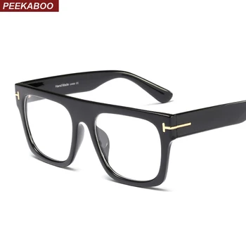 Peekaboo düz üst kare boy gözlük kadınlar için optik leopar siyah tasarımcı gözlük çerçeveleri erkekler aksesuarları için