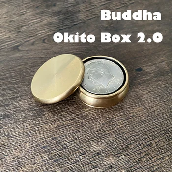 Buda Okito Kutusu 2.0 + Yarım Dolar Kabuk Sihirli Hileler Sikke Görünür Nüfuz Magia Yakın Çekim Yanılsama Hile sahne Mentalism