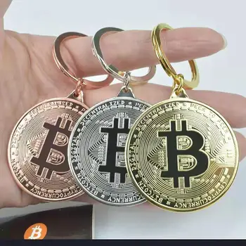 Altın Kaplama Bitcoin Sikke Anahtarlık Tahsil Sikke Bitcoins Casascius Bit sikke Bitcoin Anahtarlık Tahsil Sikke
