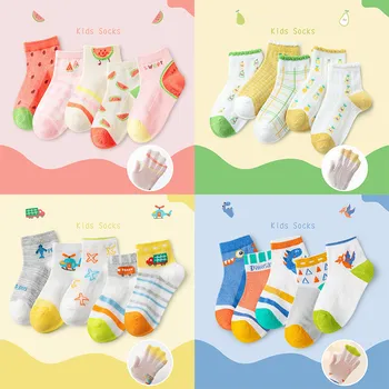 5 Pairs Bebek çocuk Çorap Kız öğrenciler için çorap Pamuk Örgü Sevimli Yenidoğan Erkek Bebek Çorap Bebek hayvan meyve şekeri renk çorap
