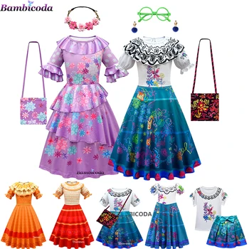 Encanto Cosplay Kostüm Elbiseler Kız Elbise fantezi kızlar için elbiseler Cadılar Bayramı Prenses Elbise Çocuk Parti Doğum Günü Kıyafetleri