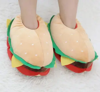Dropship 2020 yeni pamuk terlikler kadın hamburger sıcak ayakkabı Ev kapalı ayakkabı Yumuşak alt 35-41 parti komik ayakkabılar