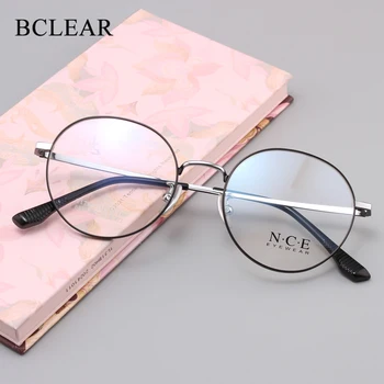 BCLEAR Titanyum Yuvarlak Retro Gözlük Çerçeve Tam Jant Miyopi Gözlük Erkek Kadın Moda Gözlük Çerçeveleri Reçete Gözlük