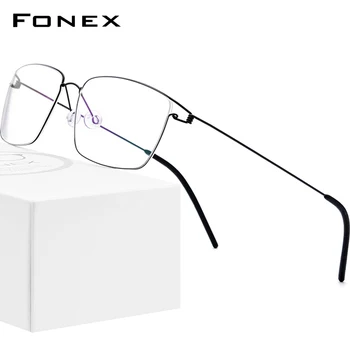 FONEX Titanyum Alaşımlı Gözlük Çerçevesi Erkekler Reçete Gözlük Yeni Kadın Miyopi Optik Kore Morten Vidasız Gözlük 98624