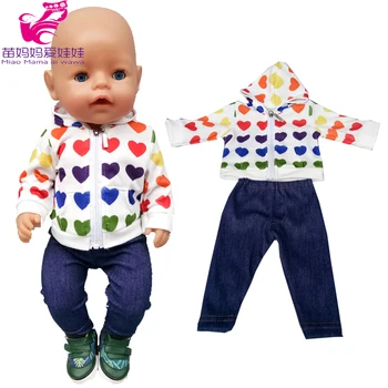 Bebek Giyim Ceket Pantolon Bebek Yeni Doğan Bebek Hoody Denim Elbise 18 İnç Kız oyuncak bebek giysileri
