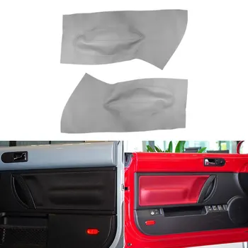 Gri renk Mikrofiber Deri Araba-styling Ön Kapı Kol Dayama Paneli Kapağı Sticker Trim VW Beetle İçin 1998 1999 2000 2001 - 2010