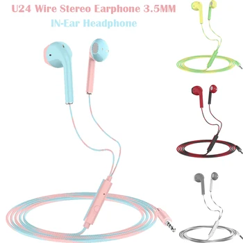 U24 Tel Stereo Kulaklık 3.5 MM Kulak İçi Kulaklık Koşu Müzik Oyun Kulaklık Gürültü İptal Cep Telefonu PC PAD Laptop İçin Mic İle