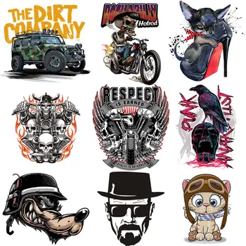 Punk Kafatası Sürme motosiklet ısı Vinil Transferi Giyim Mektup Transferleri Aplikler Çıkartmalar DIY T-shirt