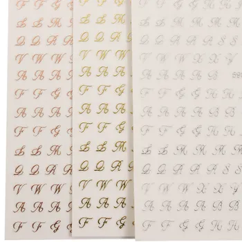 2022 Yeni 3D Mektup Serisi A-Z İngilizce Mektup Renkli Tasarım Gül Altın Nail Art Sticker Ev Salon Tırnak Çıkartma Aksesuarları