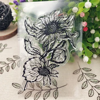 Ayçiçeği Çiçek Şeffaf Şeffaf Silikon Damga DIY Scrapbooking Albümü Dekoratif Şeffaf Lastik Damga Levhalar