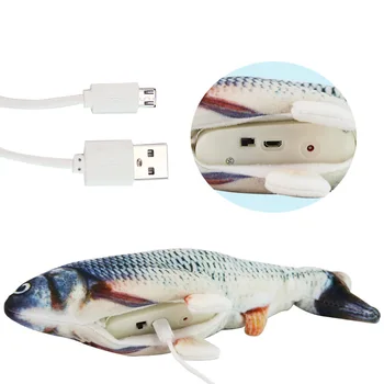 Kedi Oyuncak Simülasyon Balık USB Elektrikli Atlama Balık Kedi İnteraktif peluş oyuncak Bebek Parlayabilir Ve Şarkı Dans Hareketli Sallayarak