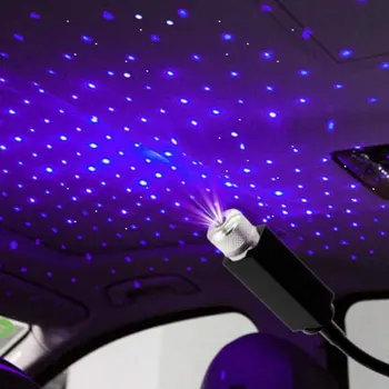 Mini evrensel USB LED yıldız projektör Neon atmosfer ortam lambası araba çatı iç ışık oto dekorasyon gece Galaxy lambası 2