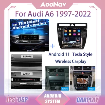 Android 11 Araba Multimedya Stereo Audi A6 1997-2020 Kablosuz Carplay Android Otomatik Tesla Tarzı Ekran WİFİ GPS LCD Enstrüman 1