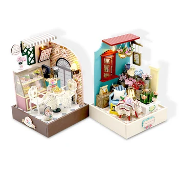 DIY Ahşap Dollhouse Casa Minyatür mobilya aksesuarı Kiti Tatlı Ev Monte Oyuncak Çocuklar için Kız Arkadaşı Hediyeler