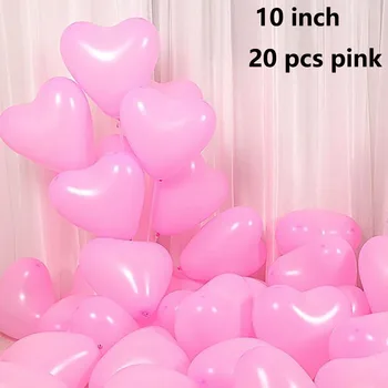 20 Adet Garnet Kırmızı Pembe Beyaz Aşk Kalp Lateks Balonlar Kızlar Düğün Sevgililer Günü Bebek Duş Doğum Günü Partisi Dekoru Helyum Topu 2