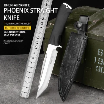 HUANGFUWıld koca açık kamp hayatta kalma bıçağı 65X13 özel çelik avcılık savaş bıçak yardımcı çok fonksiyonlu sabit bıçak