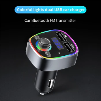 Handsfree Bluetooth 5.0 FM Verici Kablosuz Araba Mp3 Çalar çift USB Şarj led ışık Hands-Free İle led ışık İçin Araba Radyo