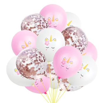 15 adet Unicorn Parti Balonları Doğum Günü Balon Unicorn Dekorasyon Lateks Konfeti Balon Doğum Günü Partisi dekorasyon balonları Çocuklar
